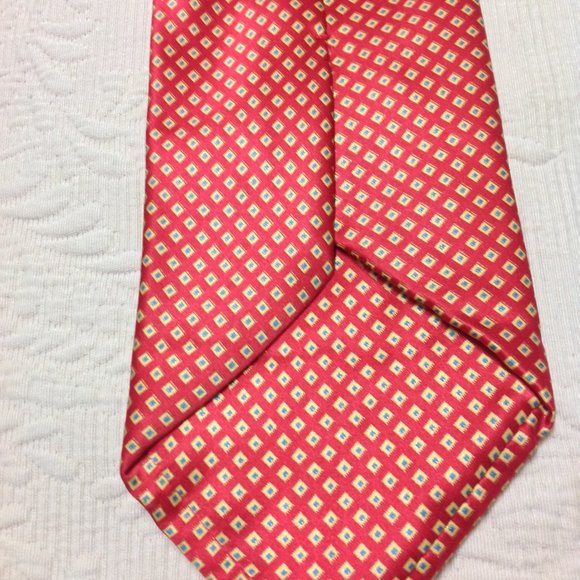 STEFANO RICCI Saks Men's Silk Necktie ITALY Red w/ Diamonds (60"  x  3.8… - Picture 11 of 13